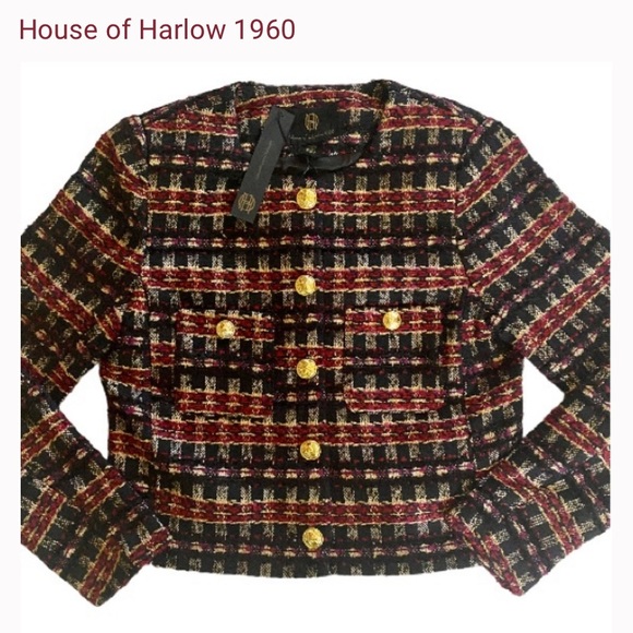 House of Harlow 1960 Jackets & Blazers - NWT House Of Harlow 1960 Tweed Boucle Blazer Jacket Chanel style Women size M